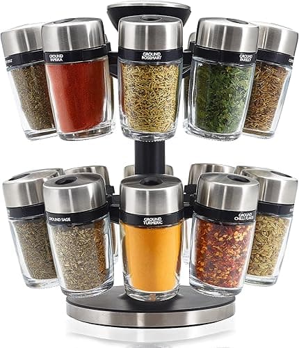 Cole & Mason prieskonių lentyna su stikliniais indeliais