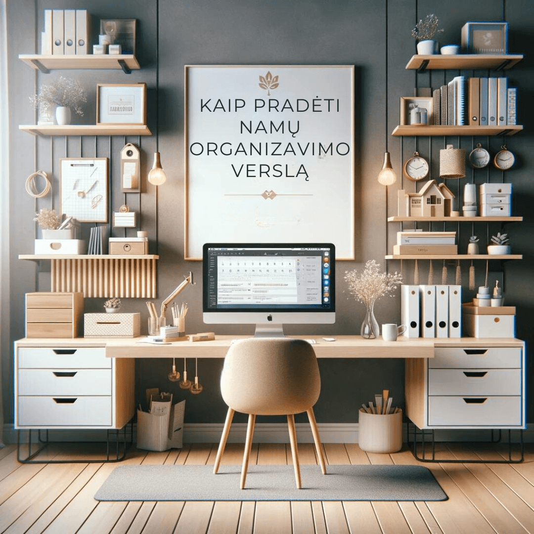 Kurso dalyvė dirba prie nešiojamojo kompiuterio virtuvės stale